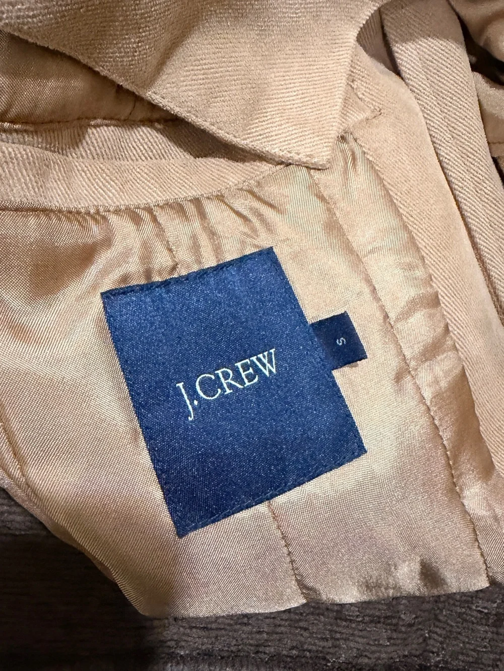 J Crew Men's Classic Tan Coat - Lightweight Single-Breasted Jacket 100% cotton